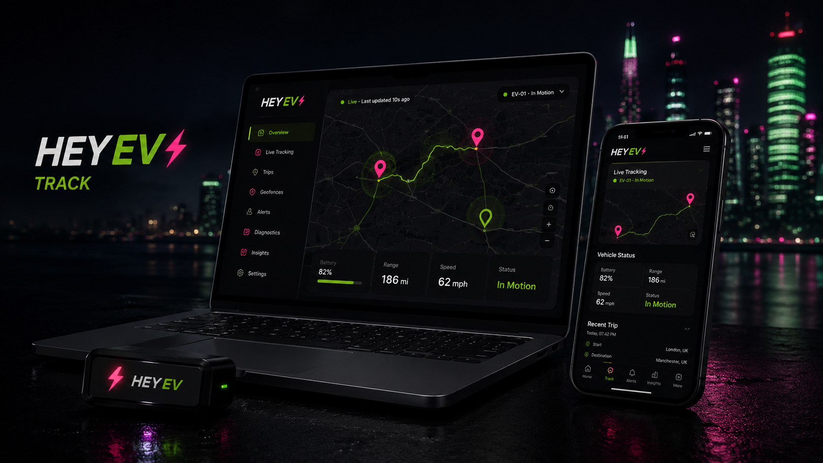 HEY EV vehicle tracking dashboard